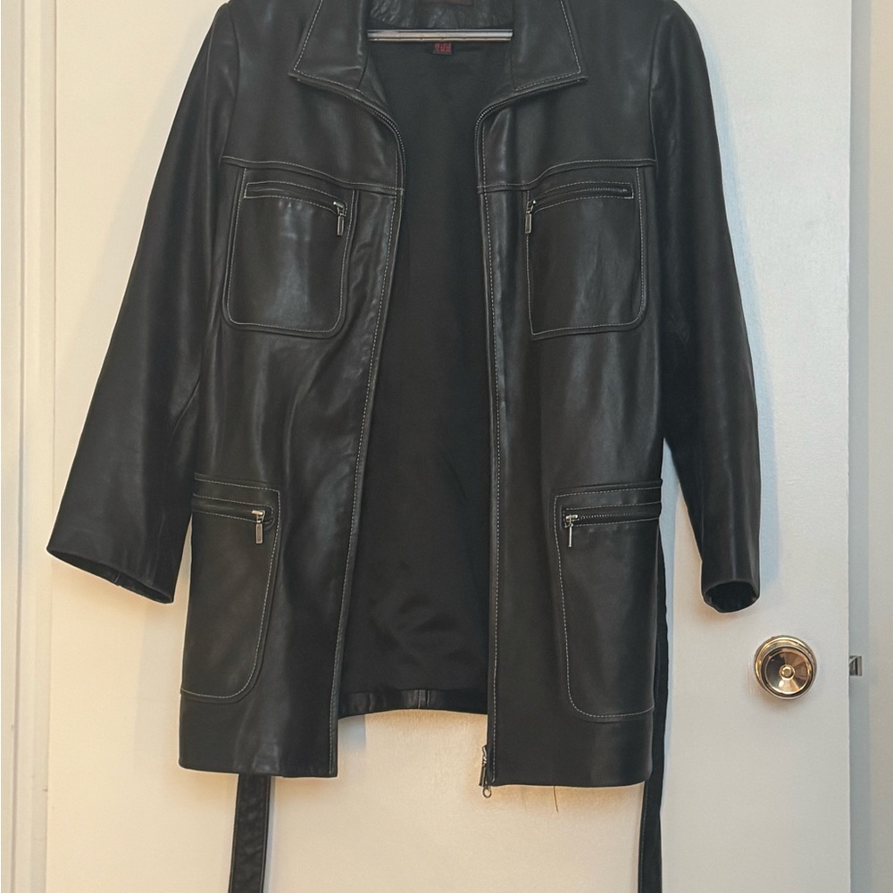 Danier Black Leather Jacket with Zipper Details